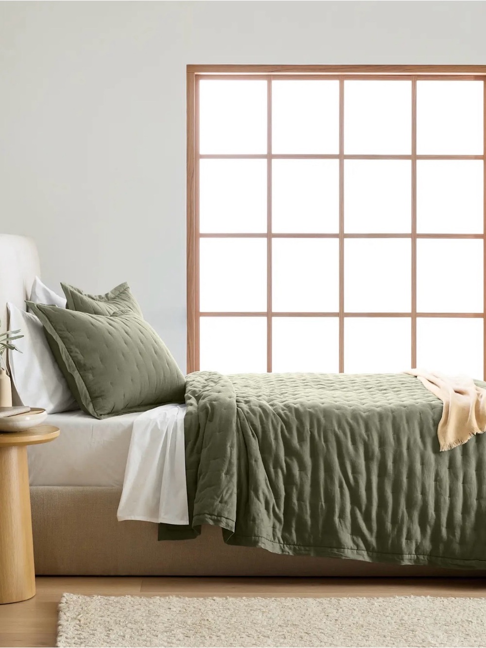 NWOT Quince Dusty Olive European Linen Dream Quilt and Shams Set Retail 234 - Picture 2 of 7